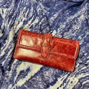 Franklin Covey tri-fold wallet, dark red